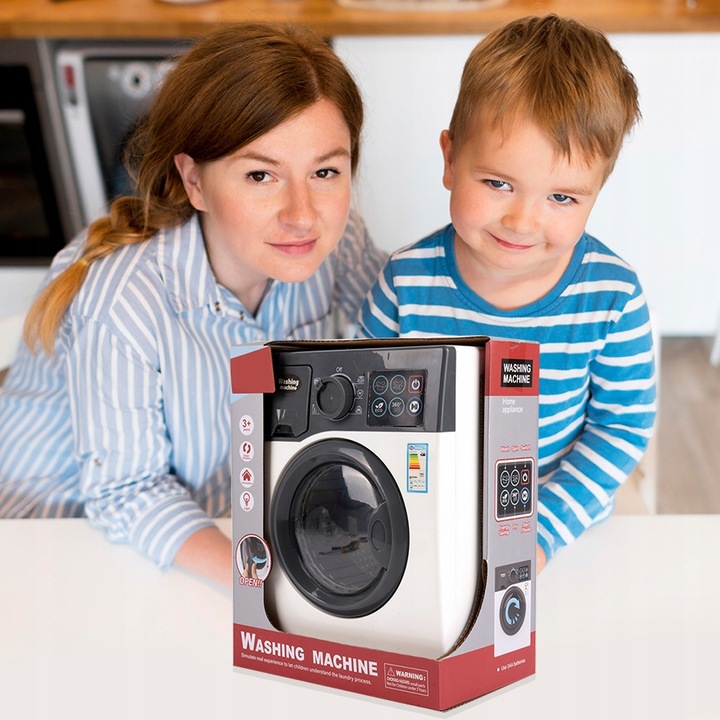 PRALKA AUTOMATYCZNA DLA DZIECI INTERAKTYWNA DŹWIĘKI LED OTWIERANA BĘBEN AGD