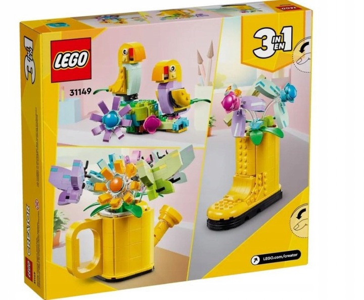 PREZENT LEGO DLA 8+ LATKI Creator 31149 Kwiaty w konewce + TORBA LEGO