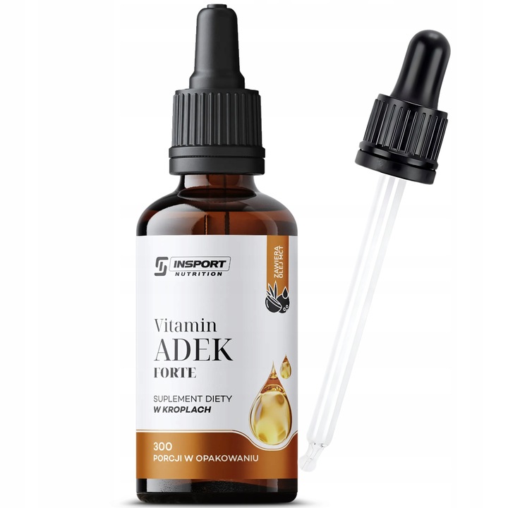 WITAMINA ADEK FORTE KROPLE 30ml WITAMINY A D3 E K2 MK7 ODPORNOŚĆ | INSPORT