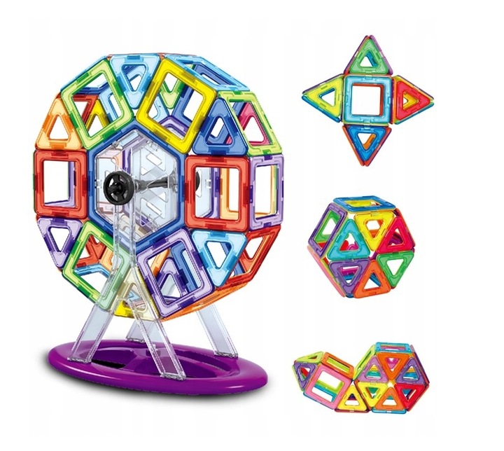 KLOCKI MAGNETYCZNE PANELE NEODYMOWE 76 EL DUŻY ZESTAW EDUKACYJNY DLA DZIECI