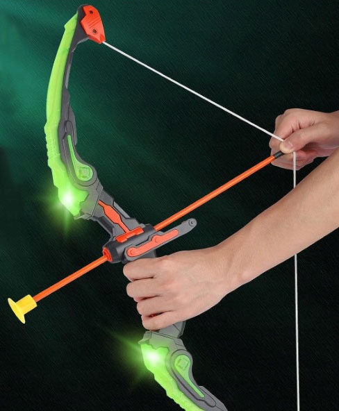 ŁUK ŚWIECĄCY LED +TARCZA DUŻY ZESTAW Z TARCZĄ DLA DZIECI STRZELANIE DO CELU