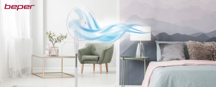 WENTYLATOR PODŁOGOWY BEPER WIATRAK STOJĄCY 5 ŁOPATEK 130cm 40W PILOT TIMER