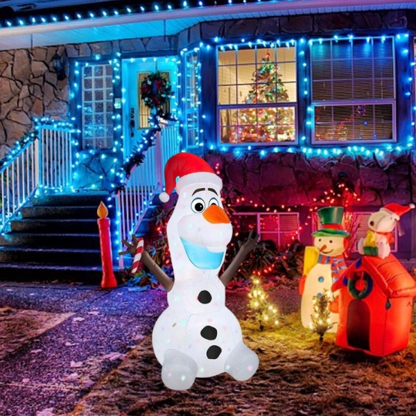 Świąteczny pompowany Bałwan OLAF 1,8m Multicolor podświetlany Led dmuchany