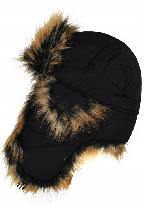 Czapka uszanka Alaska - futrzana, zimowa, ocieplona dla mężczyzn Czarny