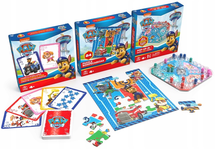PSI PATROL ZESTAW 24 PUZZLE CHIŃCZYK POP-UP DUŻE KARTY JUMBO TALIA DO GRY
