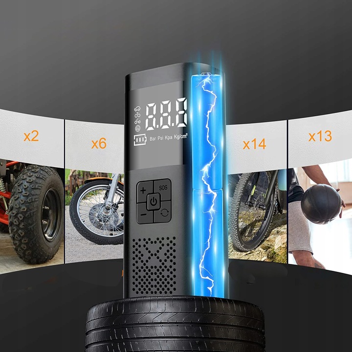 KOMPRESOR SAMOCHODOWY POMPKA DO ROWERU AKUMULATOR 6000 MAH