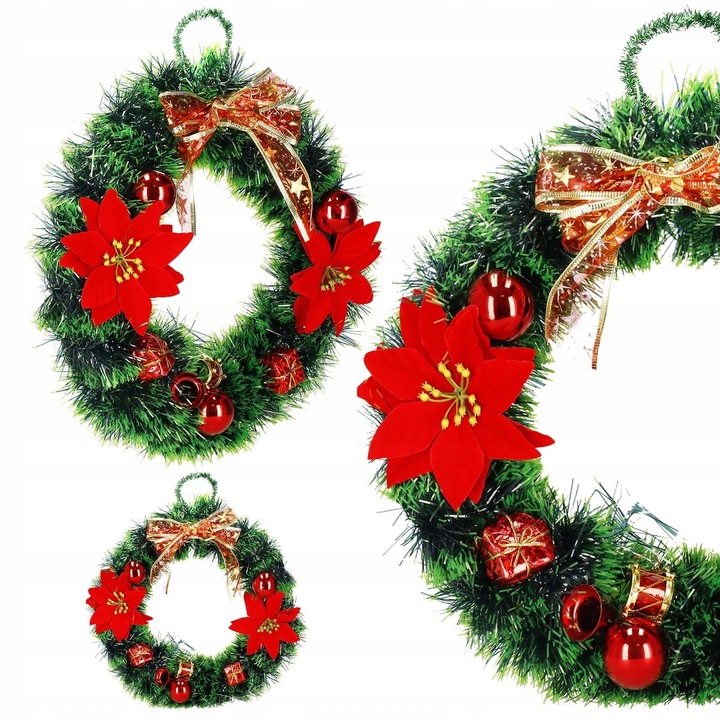 WIENIEC ŚWIĄTECZNY STROIK WIANEK NA DRZWI 35cm DUŻY PIĘKNY DEKORACJA OZDOBA