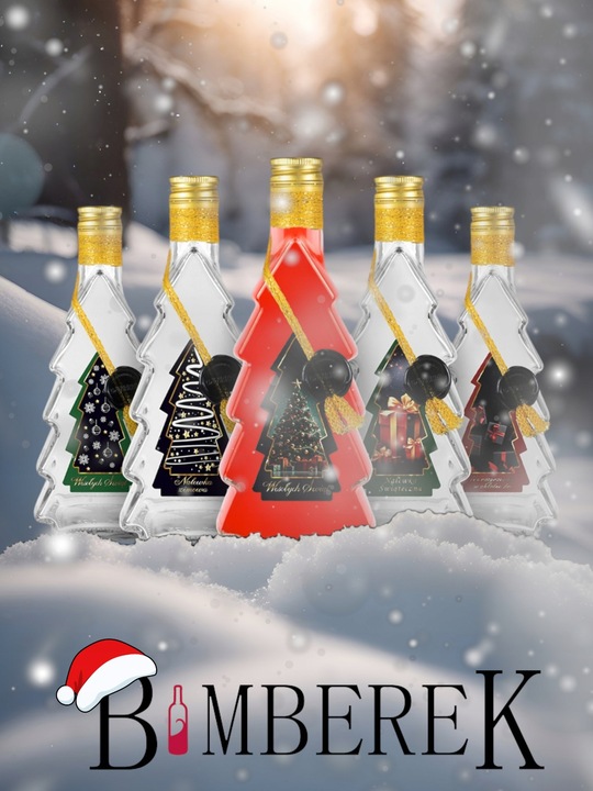 5x Butelki CHOINKA 500ml ZDOBIONA ŚWIĄTECZNA butelki na święta prezent