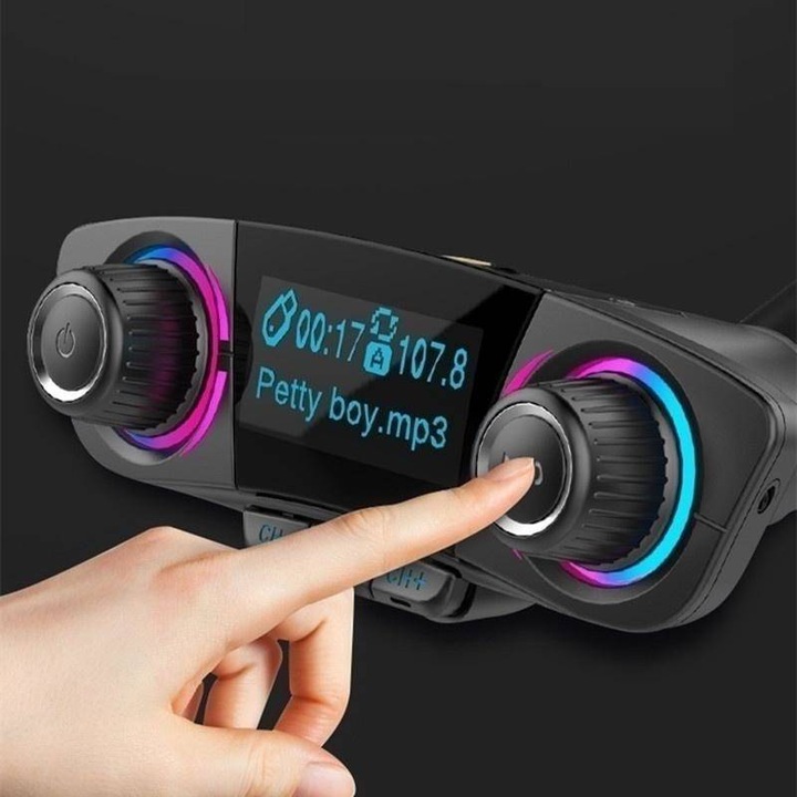 TRANSMITER FM BLUETOOTH 5.0 SD ŁADOWARKA USB LCD