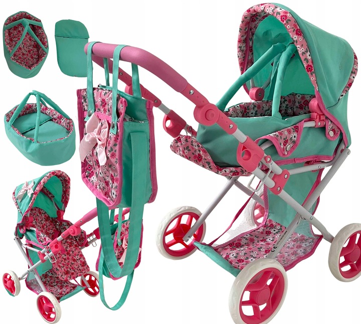 WÓZEK DLA LALEK GŁĘBOKI SPACERÓWKA GONDOLA 3w1 MarioToys TORBA POŚCIEL