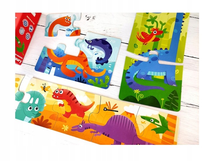 Dinozaury Układanki Malucha Puzzle Progresywne 2+ Kapitan Nauka