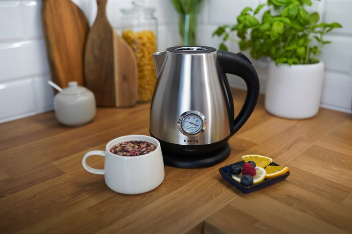 CZAJNIK ELEKTRYCZNY BEZPRZEWODOWY 2200W MOCNY 1,7L SREBRNY RETRO Huslog
