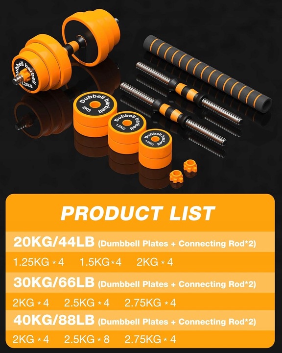 HANTLE REGULOWANE 2 X 10 KG ZESTAW STAL ANTYPOŚLIZGOWE SOLIDNE GUMA 20 KG