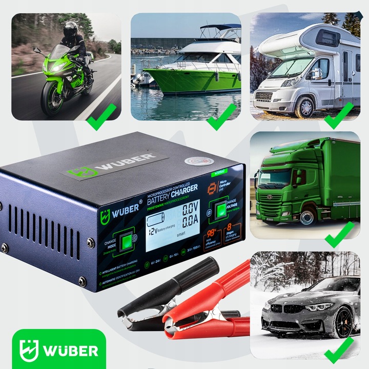 PROSTOWNIK 6/8/12/14/16/24V MIKROPROCESOROWY ŁADOWARKA DO AKUMULATORA 10A