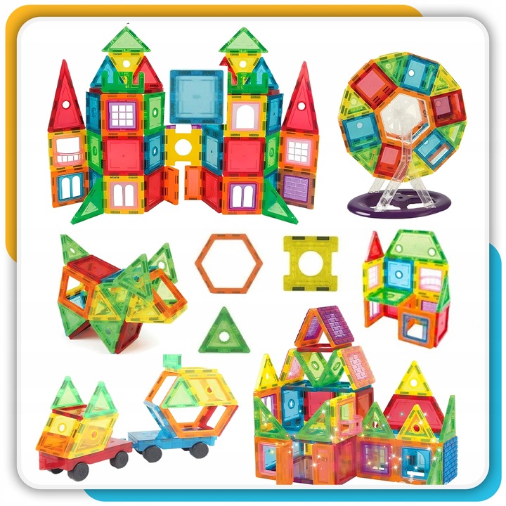 Klocki magnetyczne duże konstrukcyjne 3D zestaw 212 elementów Magnetic -S-
