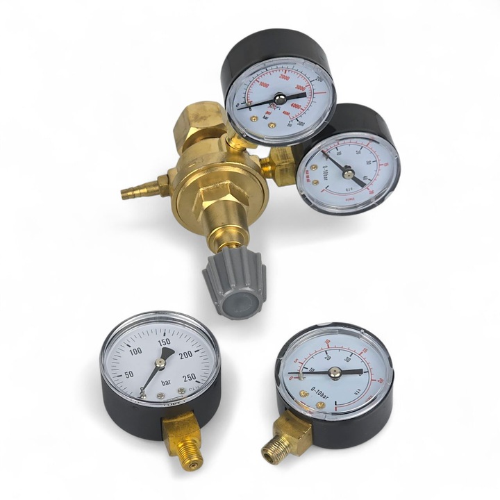 Zestaw 2x Manometrów Mini do Reduktora CO2 Argon 0-250bar 0-20 l/min 1/8"