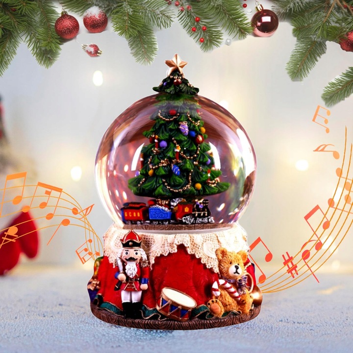 ŚWIĄTECZNA ŚNIEŻNA SCENA POZYTYWKA KRYSZTAŁOWA KULA LED CHOINKA