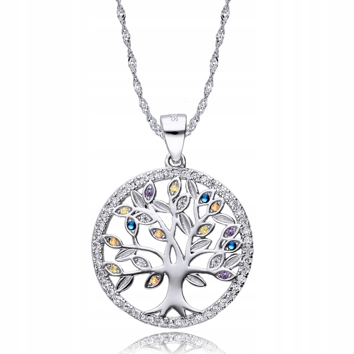 Srebrny Łańcuszek 925 Drzewko Szczęścia Grawer