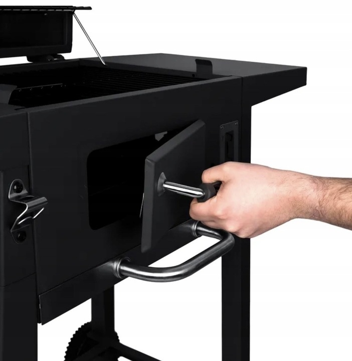 MOCNY GRILL WĘGLOWY OGRODOWY DWA RUSZTY POPIELNIK TERMOMETR DWIE PÓŁKI XXL