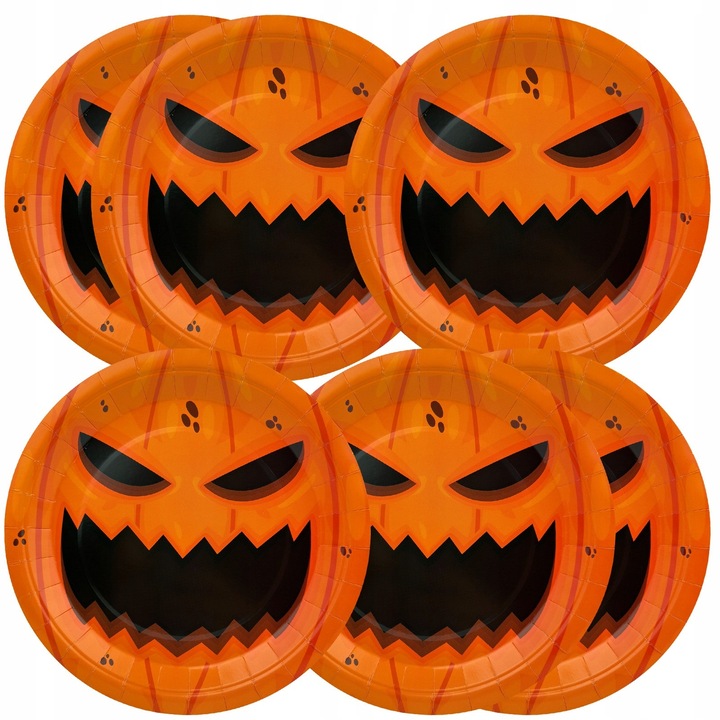 Duży Zestaw Talerzyki kubeczki serwetki słomki Halloween Dynia 40szt