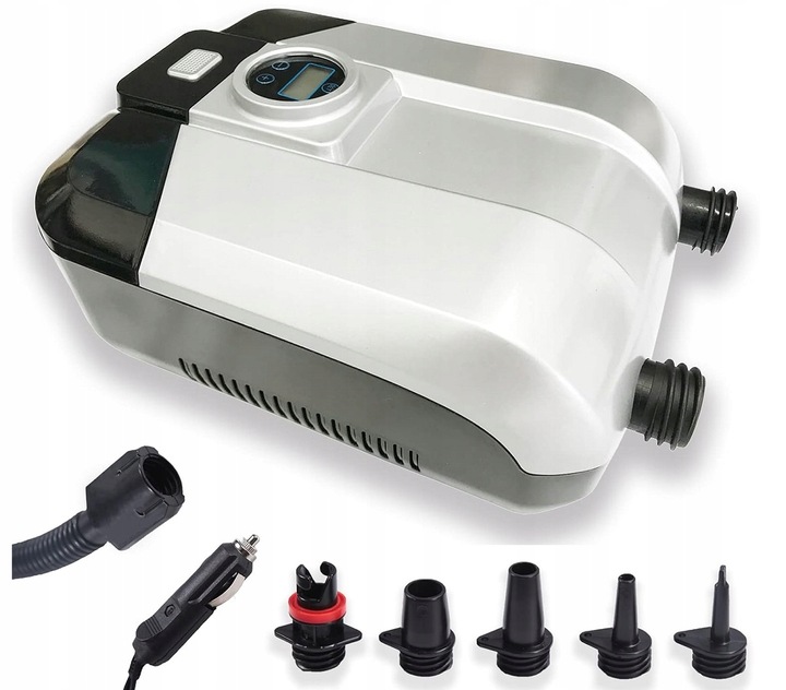 Mocna Pompka Elektryczna z Wyświetlaczem LCD + 5 adapterów do SUP Pontonów