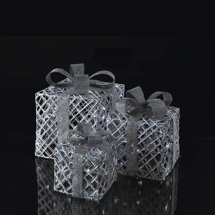 Prezent Świąteczny LED Dekoracja Świąteczna Podświetlany LED srebrny timer