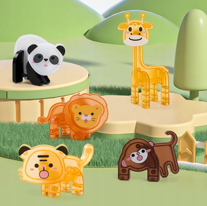Klocki Magnetyczne Kreatywne Magnetic Tiles Konstrukcyjne Zoo 50 elementów