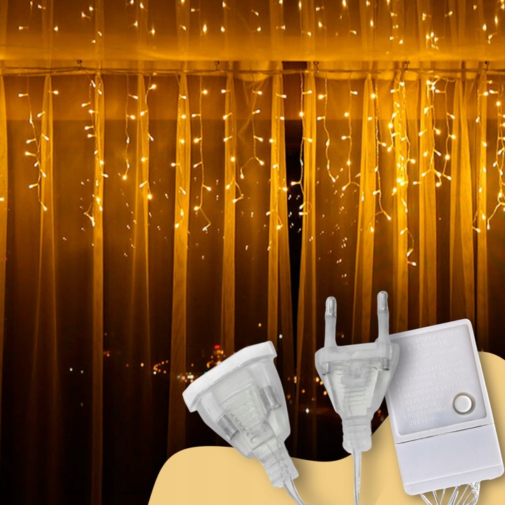 GIRLANDA LED ŚWIĄTECZNA 5M 150 LAMPEK KURTYNA DO DOMU WNĘTRZA NA ZEWNĄTRZ