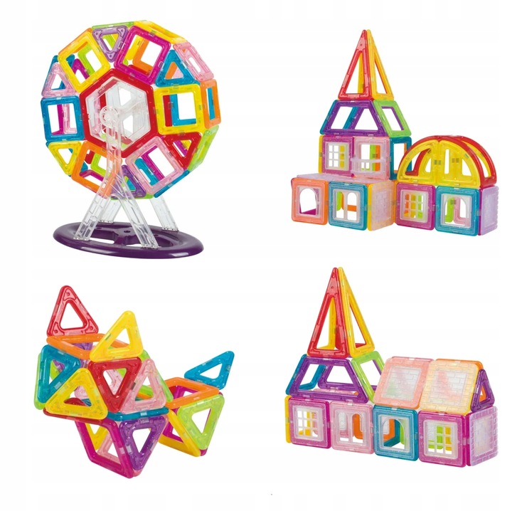 KLOCKI MAGNETYCZNE KONSTRUKCYJNE 3D ZESTAW 128 ELEMENTÓW DLA DZIECKA