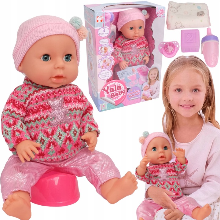 LALKA BOBAS INTERAKTYWNA SIKA PIJE PŁACZE GAWORZY 43cm Akcesoria 8 FUNKCJI