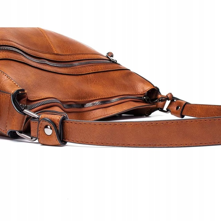 Torebka BRĄZOWA Pojemna Damska Eko Skóra na Zamek A4 Duża TORBA