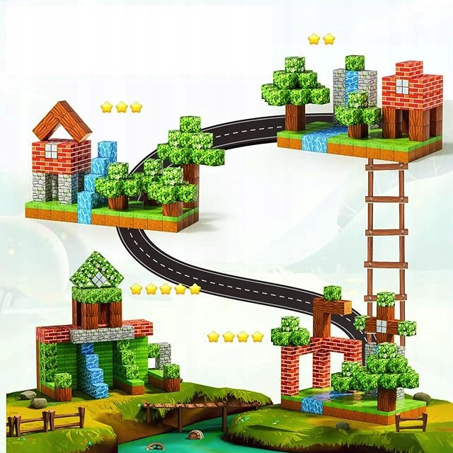 KLOCKI MAGNETYCZNE MINECRAFT DUŻY ZESTAW KONSTRUKCYJNY 100 ELEMENTÓW