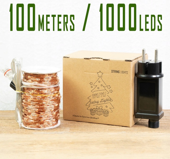 Lampki druciki mikro 1000LED 100 METRÓW + pilot