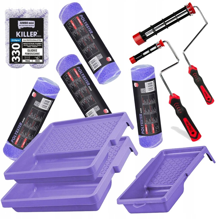 ZESTAW BLUE DOLPHIN SERIA 330 4x Wałek Spinner 25cm 9mm Uchwyt dr25