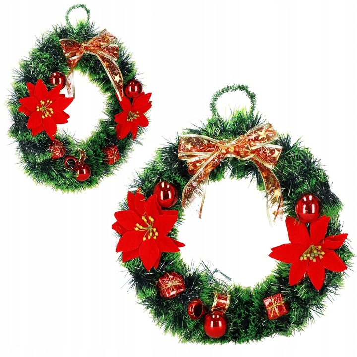 WIENIEC ŚWIĄTECZNY STROIK WIANEK NA DRZWI 35cm DUŻY PIĘKNY DEKORACJA OZDOBA