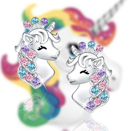 Kolczyki srebrne jednorożce dla dziewczynki dzieci sztyfty wkrętki srebro