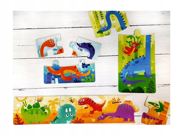 Dinozaury Układanki Malucha Puzzle Progresywne 2+ Kapitan Nauka