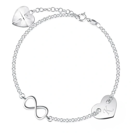 SREBRNA BRANSOLETKA 925 SERDUSZKO GRAWER