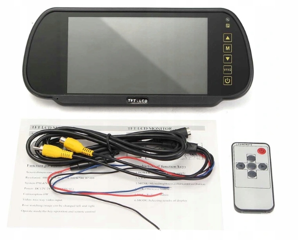 Monitor 7" LCD w lusterku do kamery cofania