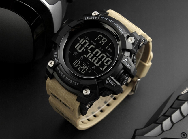 Zegarek męski elektroniczny alarm 12/24 h stoper LED data