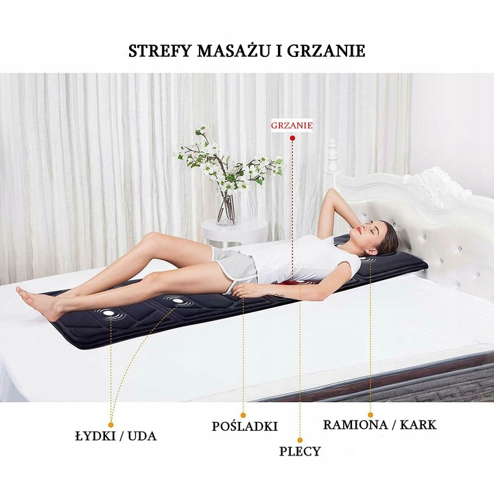 Mata masująca wibracyjna Materac masujący do masażu na łóżko 16 silników