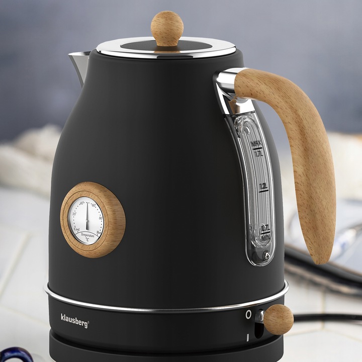Czajnik elektryczny Klausberg KB-7907 1.7L z termometrem Czarny Retro 2200W