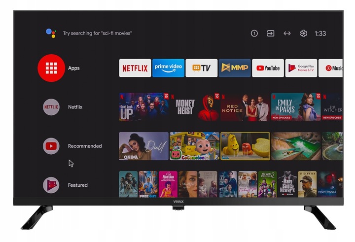 Telewizor SMART TV LED 32" VIVAX 32LE10K Android11 BEZRAMKOWY 5 LAT OCHRONY