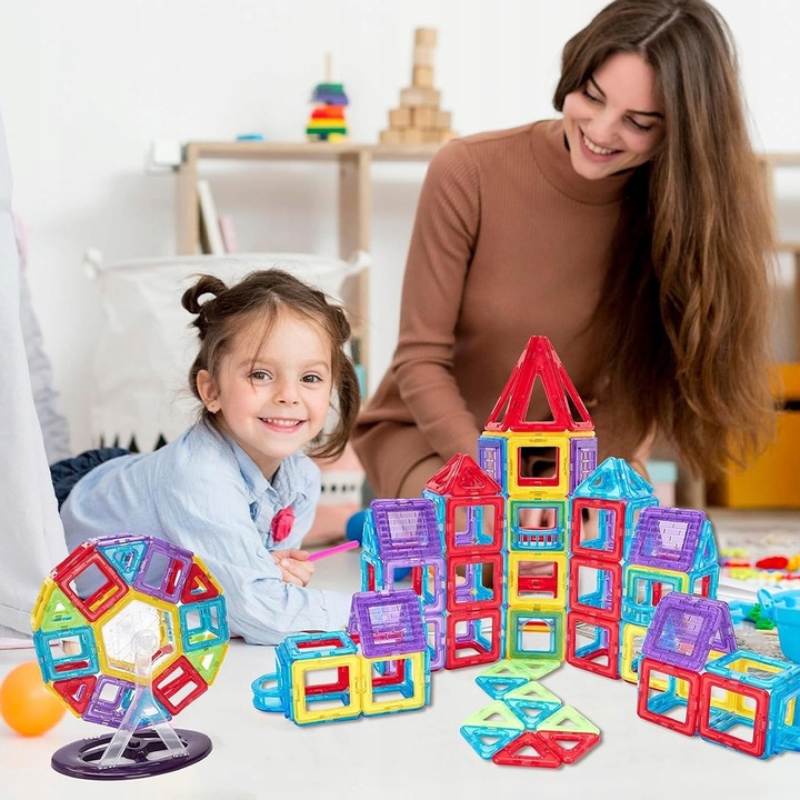 DUŻE KLOCKI MAGNETYCZNE KAFELKI zestaw XXL 174 el Rainbow Magnetic Tiles