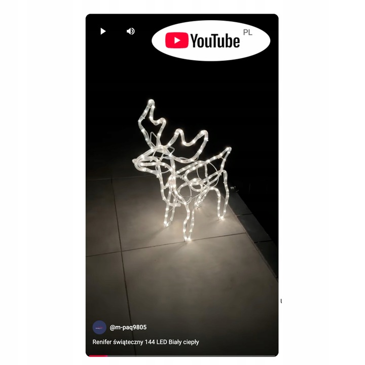 Renifer Świąteczny 144 LED Świetlna JELONEK Ozdoba Do Ogrodu Biały Ciepły