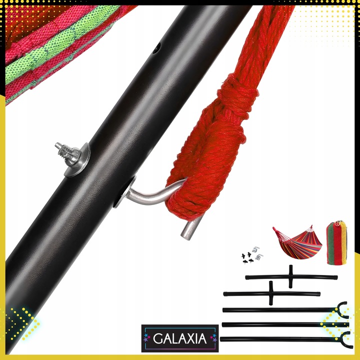 HAMAK ZE STELAŻEM Stelaż do hamaka STOJAK NA HAMAK OGRODOWY DWUOSOBOWY XXL