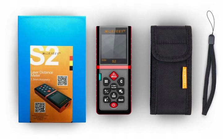 DALMIERZ LASEROWY PROFESJONALNY CYFROWY MIERNIK ODLEGŁOŚCI 60 METRÓW S2 LCD