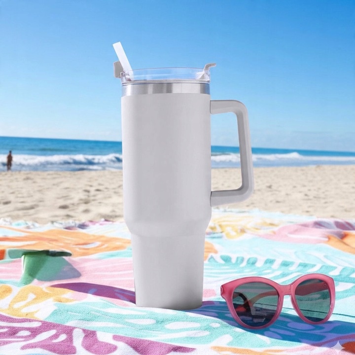 Kubek termiczny ze słomką próżniowy na kawę herbatę napoje zimne duży 1,2l