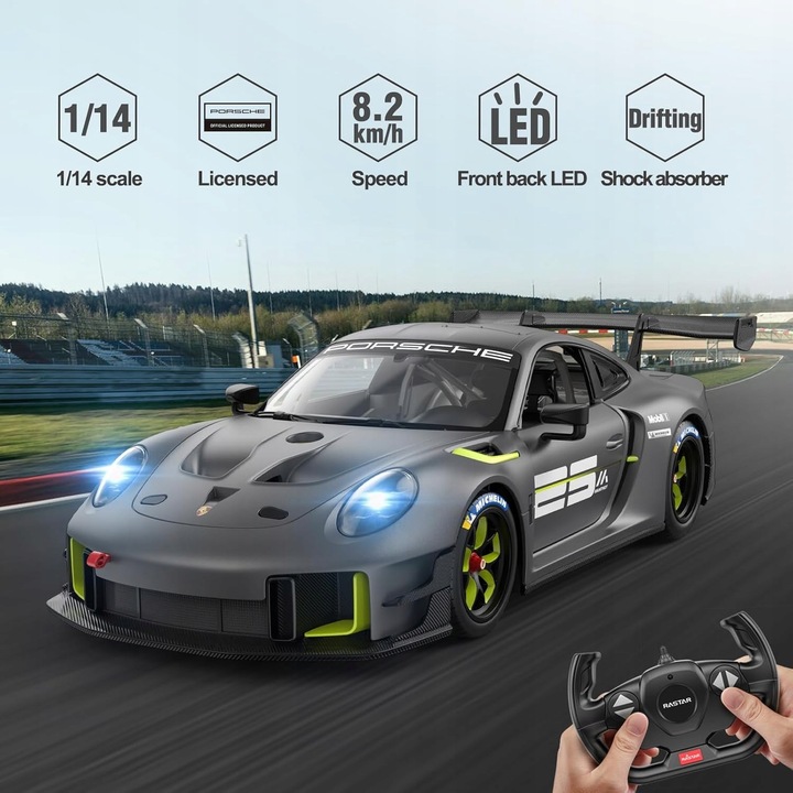 SAMOCHÓD ZDALNIE STEROWANY Porsche 911 GT2 RS LED AUTO RC RASTAR NA PILOTA
