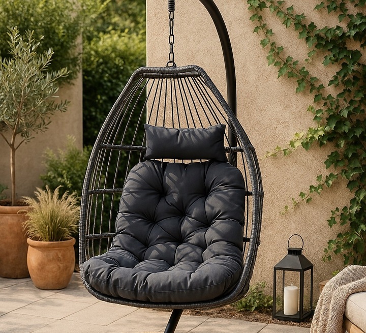 FOTEL WISZĄCY OGRODOWY BUJANY KOKON KOSZ TARAS HUŚTAWKA BUJAK JAJO KRZESŁO